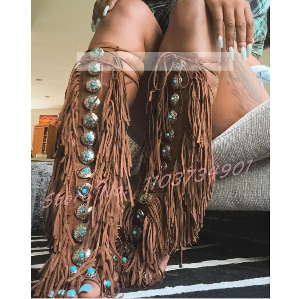 Tassels Open Toe Gems Knee Hig - đánh giá và giá Crossfit Lady