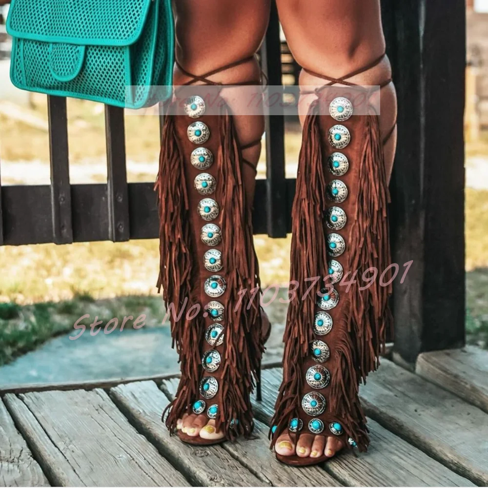 Tassels Open Toe Gems Knee Hig - đánh giá và giá Crossfit Lady